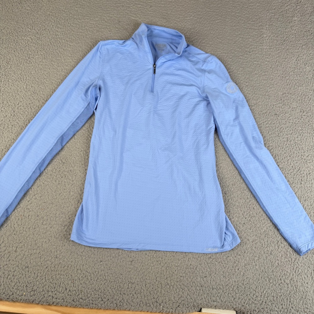 Dover Saddlery Top Womens XS Blue CoolBlast Quarter Zip Equestrian Sun T Shirt